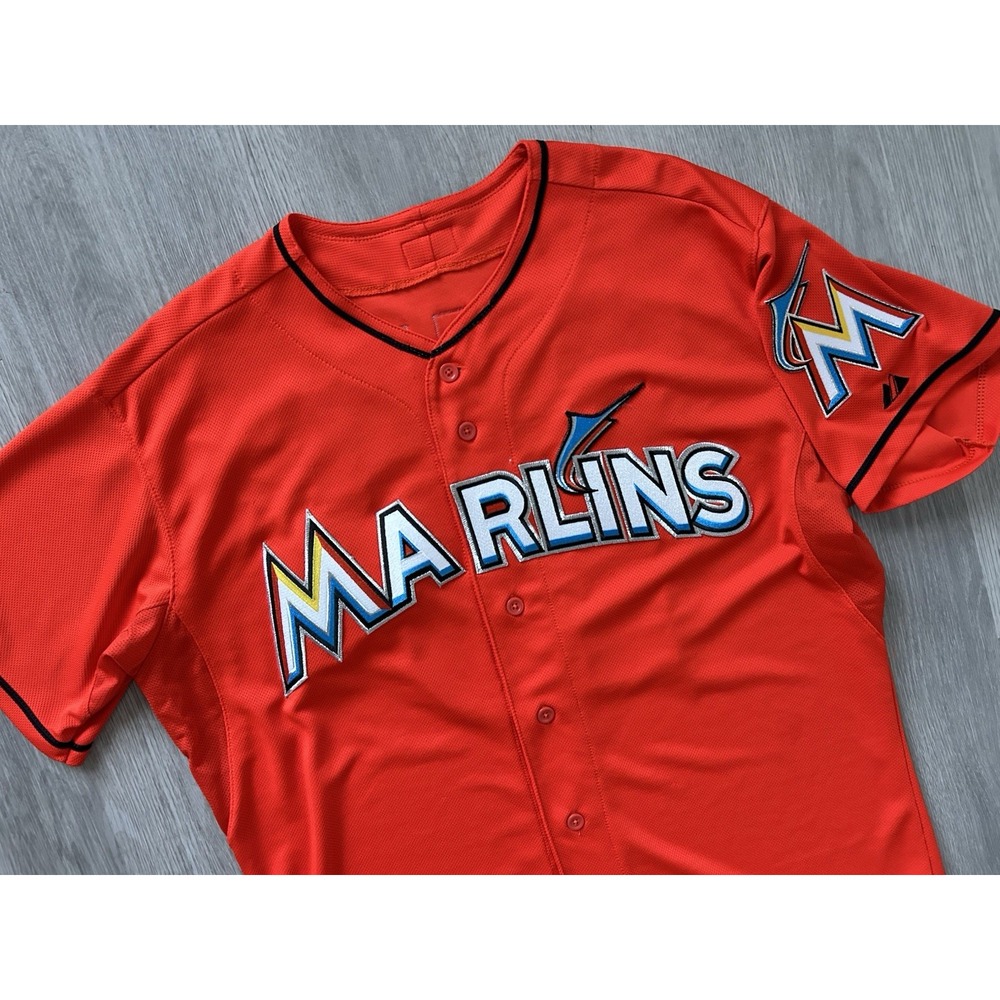 Majestic Authentic Jose Fernandez Miami Marlins Stitched Jersey Orange Size 48